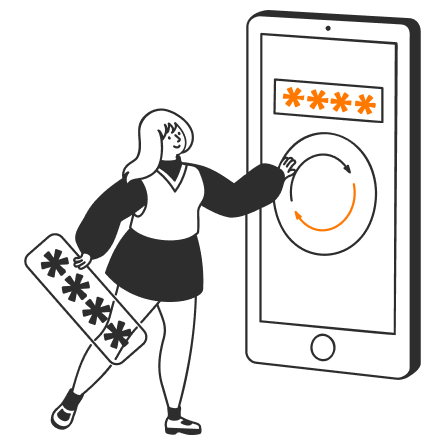 illustration of a woman entering password on a phone